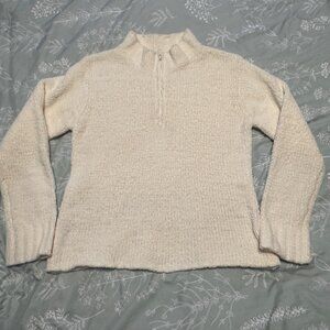Pierre Cardin Textured Quarter-Zip Boucle Ivory Cream M